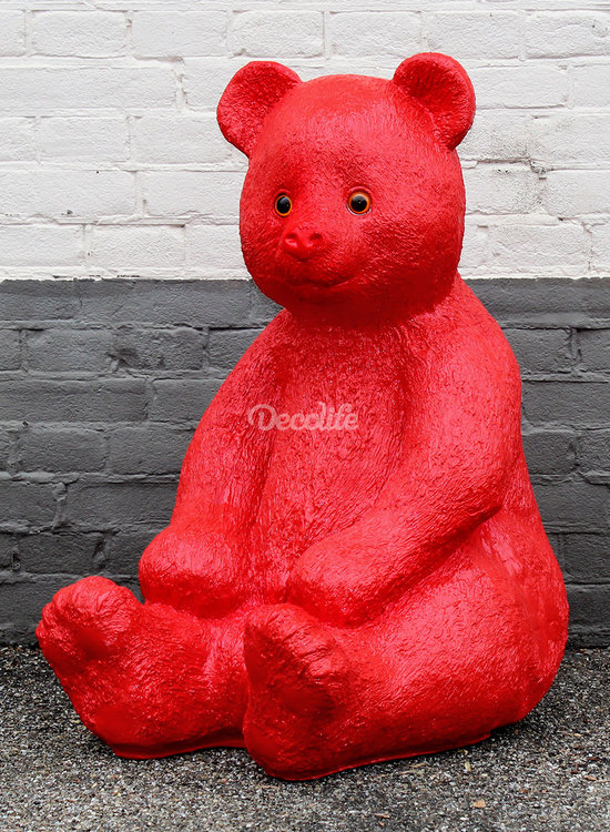 beer Bjorn zittend polyester rood 80cm