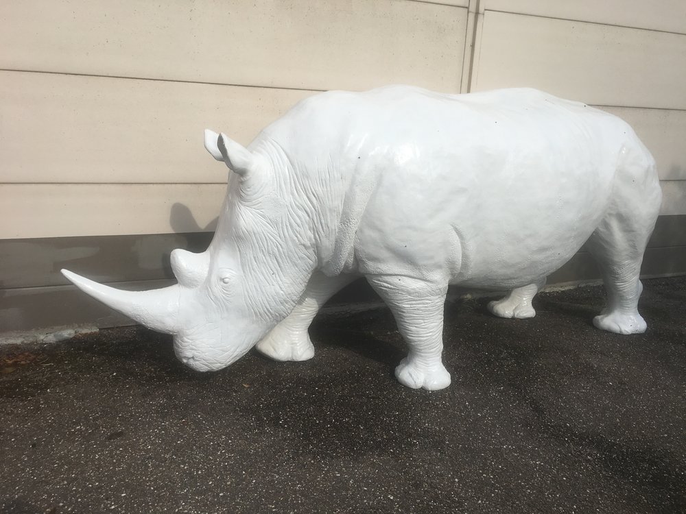 neushoorn Rhinoceros beeld polyester levensgroot kunstbeeld