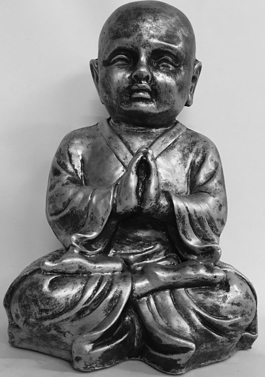 boeddha monnik 38cm kleur zilver