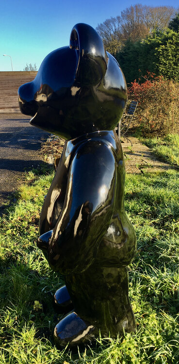 Teddy beer Chief Baloo-kunsthars hoogglans zwart staand XXL