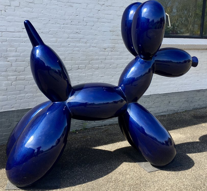 Balloon dog  xxxl staand kunsthars beeld 205 cm -hond-metallic blue