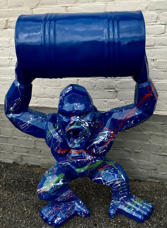 gorilla-aap met ton splash gorilla blauw  in origami design