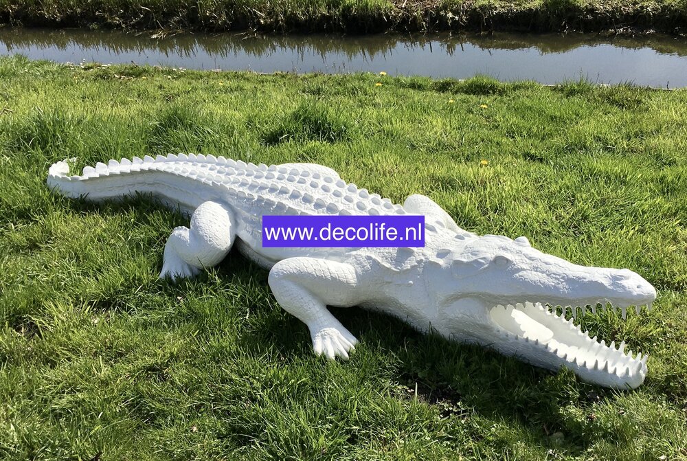 krokodil XXL 315cm wit mega groot polyester beeld