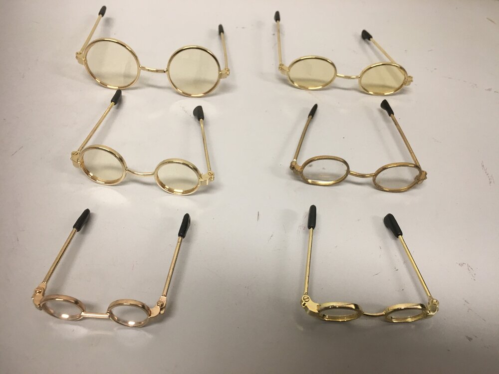 poppen bril - messing ovaal  6,5cm set 10 stuks