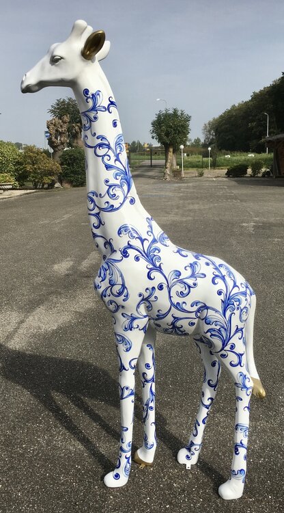 Giraffe-Trendy kunst beeld in Delft Blue Design
