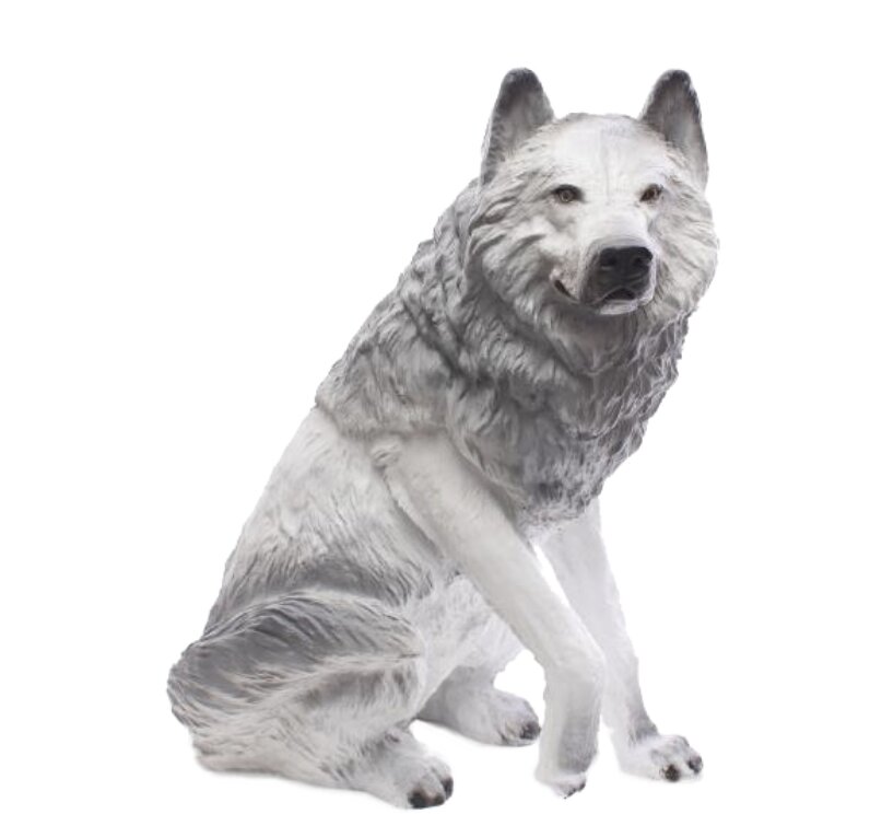 Wolf hond zittend beeld polyester