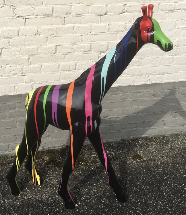 Giraffe - kunst beeld-zwart dripping
