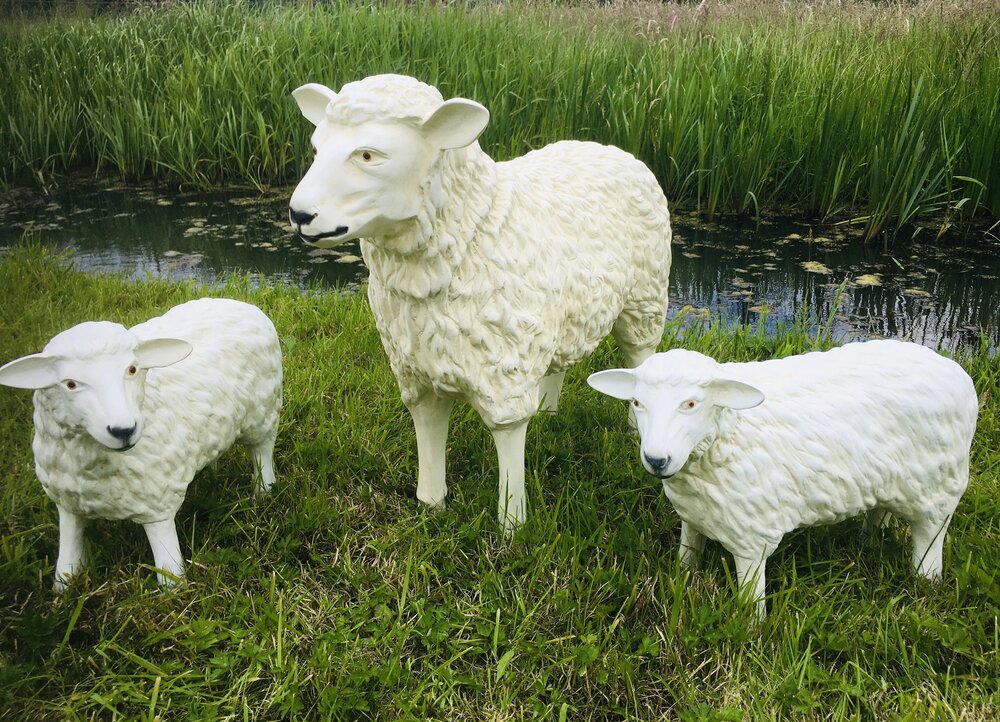 schaap kudde set van 3 polystone tuinbeelden
