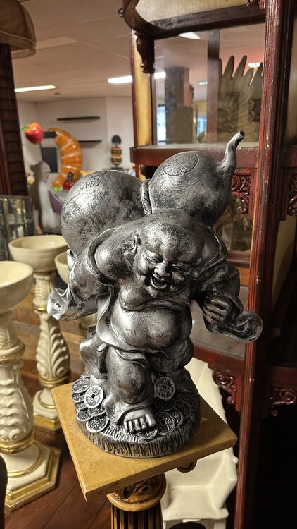 Boeddha Beeld Polyester oudzilver