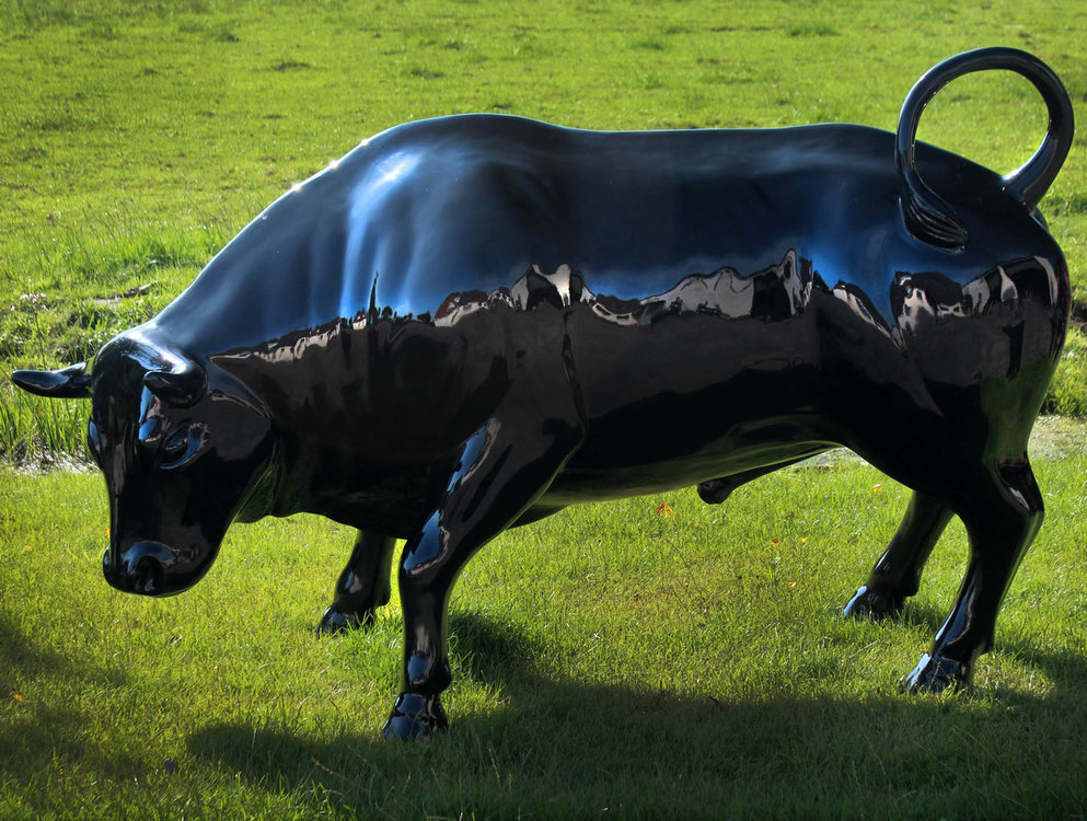 woeste stier bull kunst beeld hoogglans zwart 235 cm*