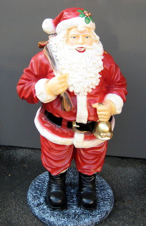 Kerstman staand met bel op voet 125cm