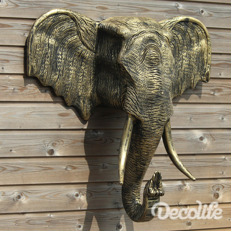Olifantenkop - wand decoratie - brons