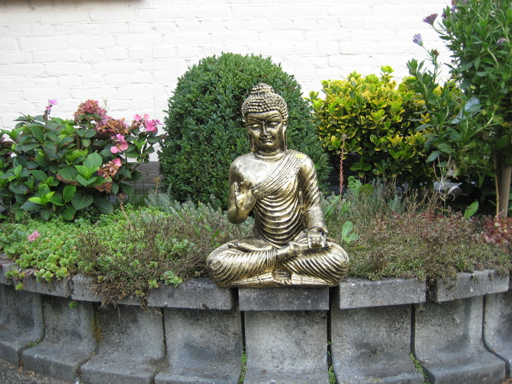 Boeddha Beeld Polyester Gebronsd 43cm