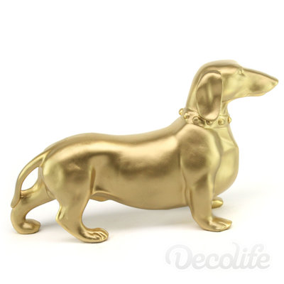 Teckel - beeld goud 38cm