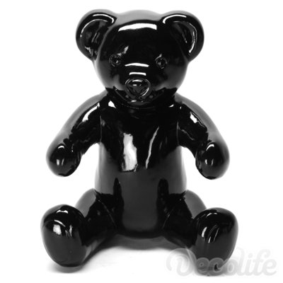 Teddybeer Banjo zittend - zwart