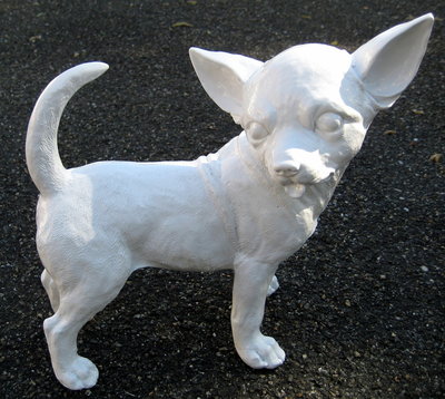 Chihuahua 30cm wit hoogglans kunsthars