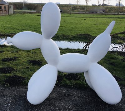 Balloon dog  xxxl staand kunsthars beeld wit 205 cm -hond