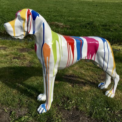 Duitse (Deense) Dog  125cm wit dripping design