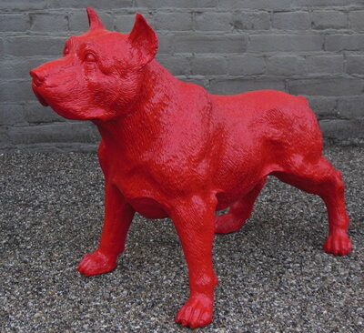 stafford dog terrier  polyester beeld rood