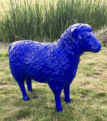 schaap blauw-kunst schaap-blaue schafe  80 cm