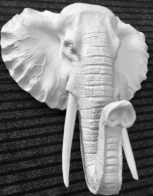 olifant hoofd wit polyester wanddecoratie