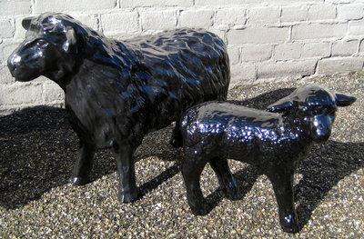 set schaap  55cm met lam 30cm polyester