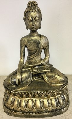 Boeddha Beeld Polyester Gebronsd 37cm
