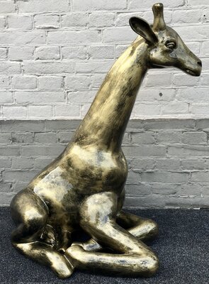 giraffe liggend gouden uitvoering 85 cm