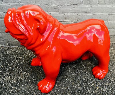 Engels Bulldog  Bobbi 58 cm rood