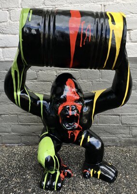 gorilla donkey-kong-kunst beeld dripping design met  ton ca 95cm