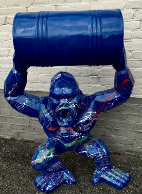 gorilla-aap met ton splash gorilla blauw  in origami design