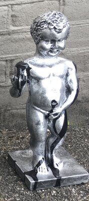 manneken Pis Kunsthars  colorful zilver splash 28cm