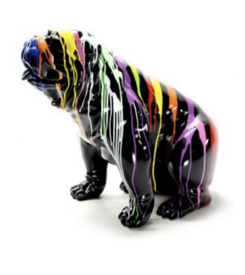 engelse bulldog kunstbeeld zittend groot dripping -hond