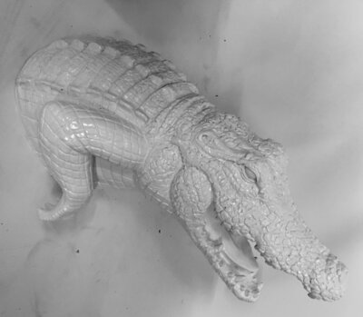 krokodil cartoon wandbeeld wit