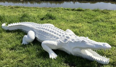 krokodil XXL wit mega groot polyester beeld