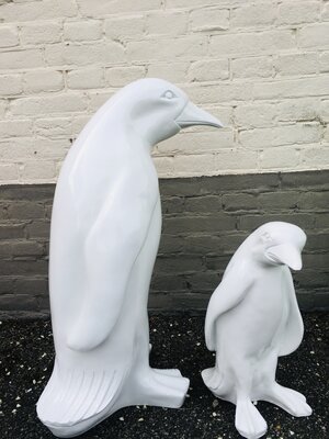 pinguïn wit polyester  set van 2 pinguin beelden