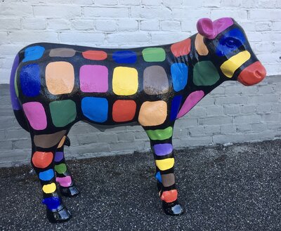 Koe-kalf  Geertje 2 multicolor kunst beeld