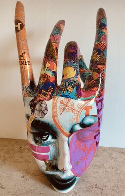 Street Art I Love You Hand & Face Mask with fingers