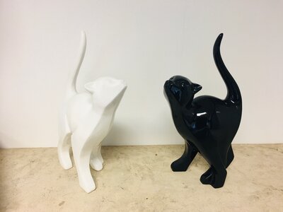 Kat abstract set 2 beelden  zwart en wit
