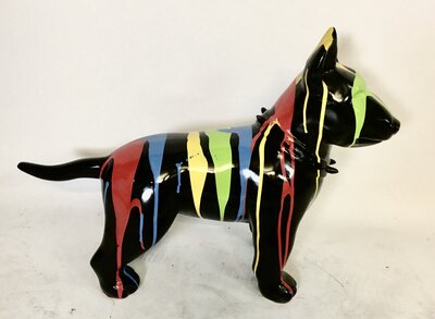 Bull terrier -Design-beeld-kunsthars zwart dripping