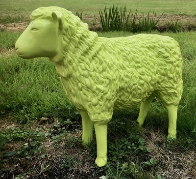 schaap polyester beeld 80 cm lemon groen