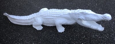 Krokodil beeld 110 cm wit hoogglans