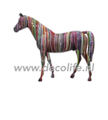Levensgroot paard - Kunstpaard -beeld-colorful multi stripes*****