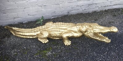 Krokodil beeld 110cm goud