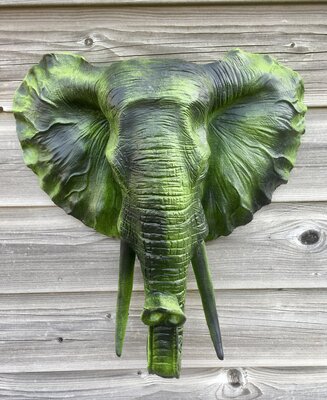olifant hoofd groen wand decoratie