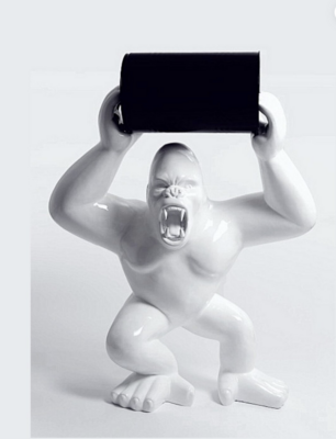 gorilla- donkey  kong -wit met metalen zwarte ton