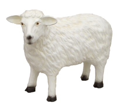 schaap Lam polystone tuinbeeld wit