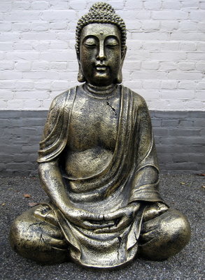 Boeddha Beeld Polyester gebronsd  65cm