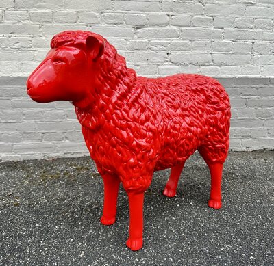 schaap polyester beeld 80 cm rood