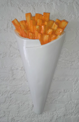 Frietzak -patat-wand reclame wit
